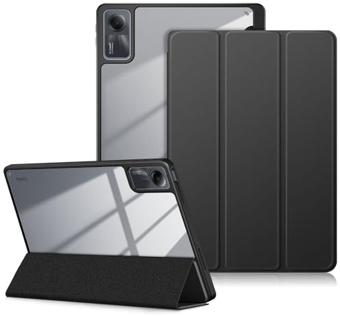 DINGGUAGUA Custodia per Xiaomi Redmi Pad SE 11 Pollici Tablet, Con S Pen Holder - Antiurto Sottile Cover Posteriore Trasparente,Nero