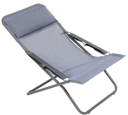 LAFUMA MOBILIER - Faltbare Mehrpositionen-Sonnenliege TRANSABED - Widerstandsfähiges Batyline-Gewebe - Sonnenliege für Terrasse, Pool und Garten -3 Positionen, Höchster Komfort, Frankreich -Blau Ozean