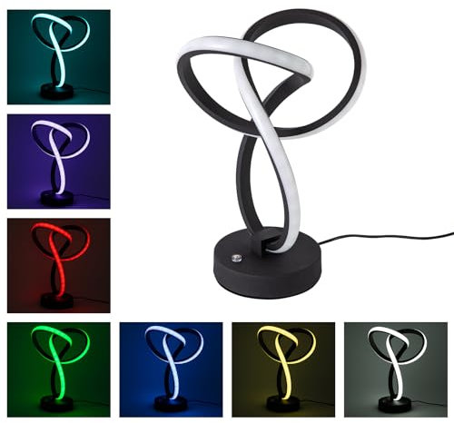SanBouSi Moderne Nachttischlampe RGBW Spiral Tischlampe Touch Dimmbar 10-Farbiges Tischleuchte für Geschenk, Schenken, LED Nachttisch lampe