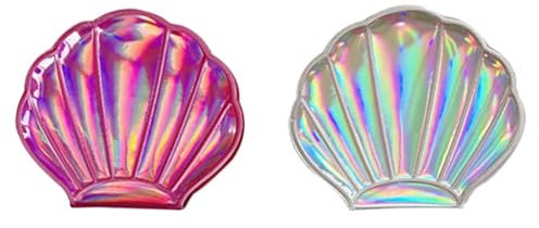 FRCOLOR 2st Schminkspiegel Aus Muschel Tragbarer Schminkspiegel Taschenspiegel Mini-Spiegel Tragbar Süßer Handspiegel Klappspiegel Handspiegel Im Taschenformat Pu Handheld Handtasche Frau