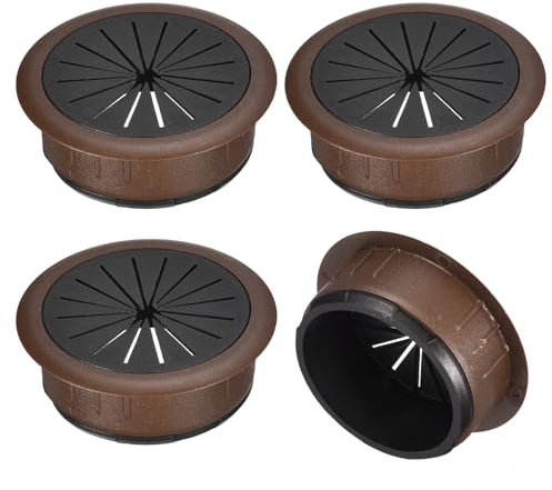 QUARKZMAN 4 Cache-Trous de Câble Passe Cable Bureau, 2 Pouces (50 mm), Couvercle de Trou de Passe-Câble en ABS pour Bureau, Organiseur de Câbles D'Ordinateur, Marron