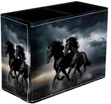 Porte-stylo pour bureau, accessoires de bureau, cheval noir courant nuageux, pot à crayons