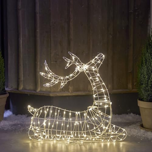 LED-3D Rentier 'Atja', liegend, Metallrahmen,