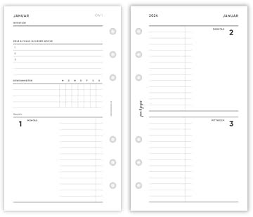 pen & pages® Kalender „1 Woche auf 4 Seiten“ - Personal - 2024 - Jahresübersicht, 100g FSC-Papier, Universelle Lochung, 95x171mm