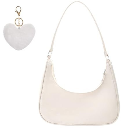HIOQFR Y2k Shoulder Bag Women HandBag Small Aesthetic Tasche Damen Umhängetasche Handtaschen Kleine Mini Handtasche Teenager Mädchen Unterarmtasche Frauen Schultertasche Elegant Achsel Tasche-Beige