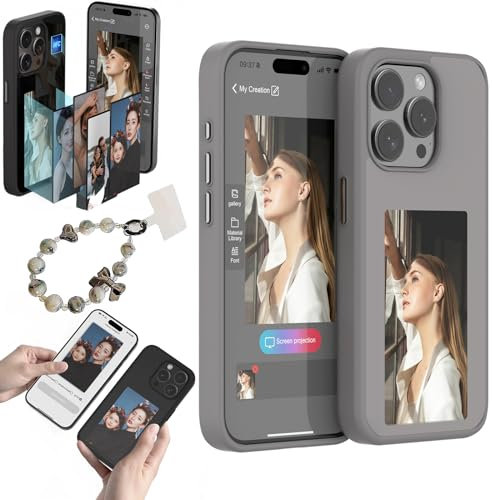 NNBWLMAEE E Ink Phone Case, Smart Ink Phone Case, Smart Ink Screen Phone Case, Long-Lasting Imaging Display Photos, Smart NFC Phone Case for iPhone 13/14/15/Pro/Pro Max (Gray, for iPhone13)