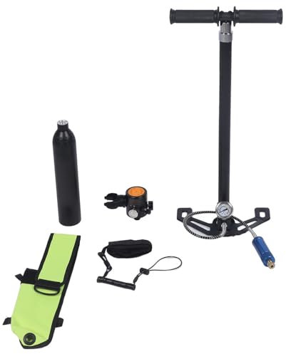 Cosiki Kit de Bouteille de Plongée, Dispositif Respiratoire sous-Marin de 5 à 10 Minutes en Aluminium d'aviation 0,5 L avec Valve Respiratoire, Manomètre, Pompe à Air pour Les Loisirs