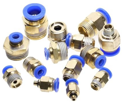 MEXEWORD 10 Pezzi Raccordi rapidi 1/8'' 1/4'' 3/8'' 1/2'' Raccordo Pneumatico Dritto a Pressione for collegare Le Parti del compressore d'Aria PC6-01 6-02 8-02 4-01 10-02(PC6-02)