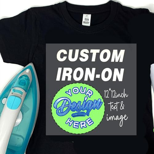 12x12 inch Personalized Customer Your Photo/Text/Image Iron on Transfers for T-Shirts Chest Logo Iron on Decals Heat Transfer Sticker for Clothes DTF Transfers Ready to Press