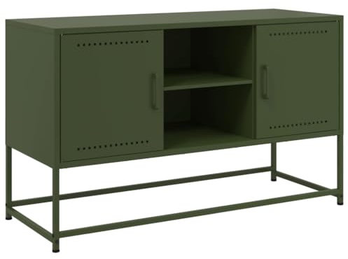 vidaXL Highboard, Hochschrank mit Stauraum Tür, Kommode für Wohnzimmer Schlafzimmer, Sideboard Beistellschrank, Industrie-Stil, Weiß Stahl