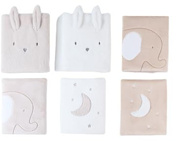 NOUKIE'S - Lot de 6 Protèges-Barreaux pour Lits et Parcs Bébé - Bali, Moka & Snow - Multicolore