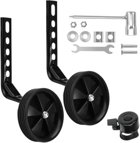 Universal Stabilisers for Childs Bike 12/14/16/18/20 Inch, Stronger Bike Wheel Stabilizer, Bicycle Training Wheels with Adjustable, Bicycle Stabiliser Mounted Kit for Kids Single Speed Bikes (Black)