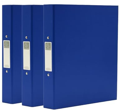 Exacompta A4 Ring Binder, 30mm Spine, 2 Ring, Document Folder, Assorted, Pack of 3 in Blue, Stationery Folders for Filing Paperwork and Document Organisation - 226/0002Z