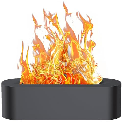 Flammen Aroma Diffuser, Luftbefeuchter Flame Diffuser Set Sieben Farben ätherisches Öl Diffusor Aromatherapie, automatische Abschaltung Geeignet für Zuhause, Büro und Yoga, Schwarz
