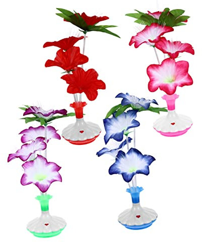 JEWEDECO 4 Stück Led Blumen Tischleuchte Dekorative Lampe Bunte Led Licht Schreibtischleuchte Schlafzimmer Party Ohne Batterie Hochwertige Materialien Realistische Blütenform Sanftes Licht