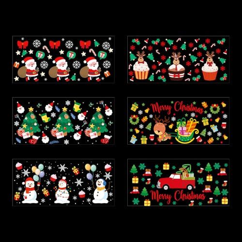 6stk Weihnachtsaufkleber für Tassenverpackungen, DTF Becherverpackung mit Weihnachtsmotiv Wasserfeste Rub on Transferaufkleber Aufkleber für Glastassen zum Basteln Von Fröhlichen Weihnachten