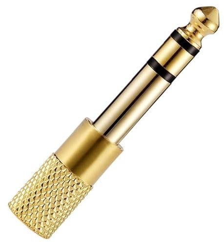 Headphone Adapter 3.5mm to 6.35mm to 1/8 inch to 1/4 inch Premium Gold Plated Stereo Headphones Jack Adaptor Headphone Converter, Long Life Aux Jack Audio Plug 3.5mm Female to 6.35mm Male.