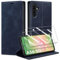 Guisessy Handyhülle für Samsung Galaxy A56 5G Hülle Leder und 2 Schutzfolie, Premium Klappbar Flip Wallet Case mit Magnet Kartenfach Standfunktion Schutzhülle für Samsung A56, Blau