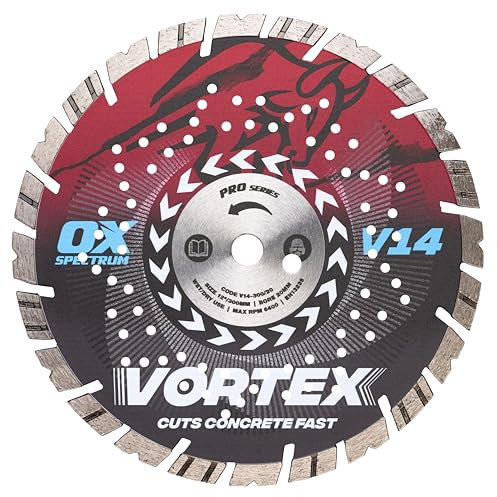 OX Pro V14 Diamond Blade for Concrete - 300mm/20mm, Turbo V Tooth for Fast Cutting and Long Life, Cuts Kerbs & Slabs, Concrete Paviors, Roof Tiles, Bricks, General Building Materials