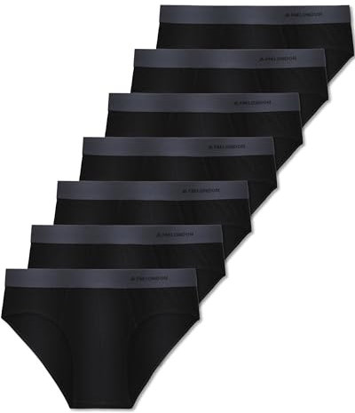FM London 7er-Pack Essentials Herren Slip – Unterhosen für Männer mit Hohem Baumwollanteil, ohne Etikett, Moderner Slip für Herren mit Anti-Rutsch-Elastikbund Schwarz XXL