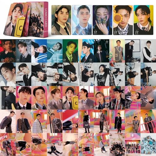 KWIBYBGS 55Pcs Seventeen Lomo Karten Seventeen 17 Istnau Hier Neues Album Seventeen Merch Mini Fotokarten Für Fans