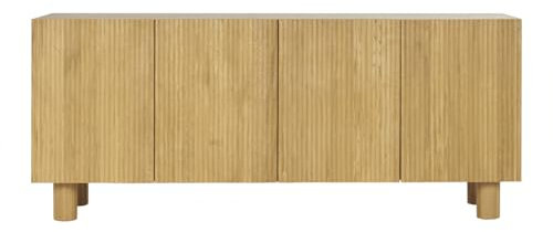 Miliboo Designer Sideboard aus hellem Holz, Eiche, massiv, 4 Türen, Länge 180 cm, Goshi