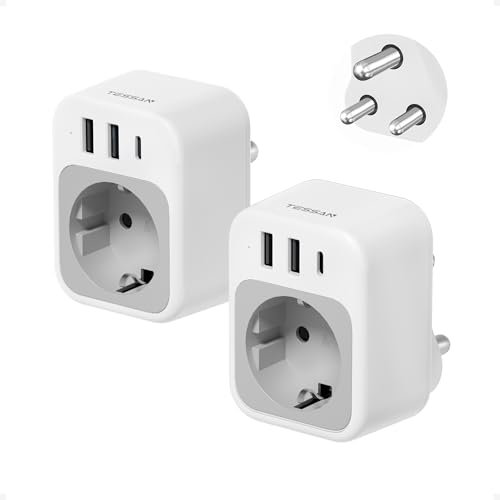 TESSAN Adapter Südafrika Steckdose 2er Pack, Reiseadapter Südafrika mit USB C, Steckdosenadapter Namibia Stecker Adapter Typ M, 2500W Reisestecker für Namibia, Botswana, Indien, Nepal, Mosambik