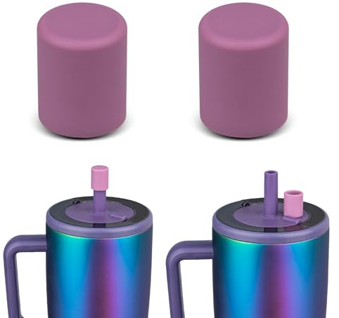 TERPINK 2 Pack Magnetic Straw Caps Compatible with BrüMate All Era and Resa Tumblers, Silicone Straw Caps Toppers Compatible with Brumate Accessories, Straw Covers Protectors BPA Free (Purple)
