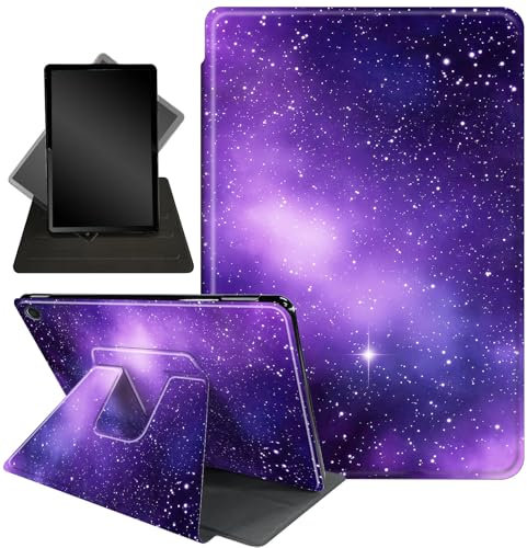 Case for All-New Amazon Fire HD 10 and 10 Plus Tablet (13th/11th Generation, 2023/2021 Release),360 Degree Rotating Stand Smart Protective Cover Case,Purple Galaxys