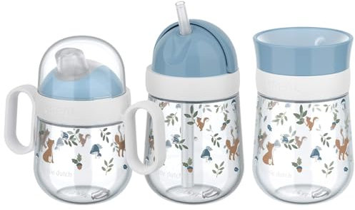 Mepal - Mio Trinklernbecher-Set 3-teilig - Antitropf-Henkelbecher 200 ml - 360° Trinklernbecher 300 ml - Strohhalmbecher 300 ml - Lernbecher für Kinder ab 6 Monaten - Auslaufsicher - Forest Friends