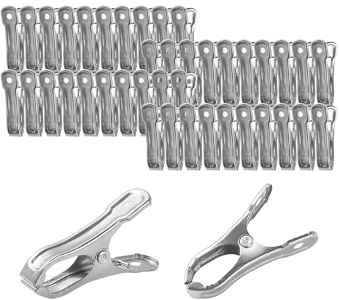 Storystore 40 Stück Gartennetz-Clips, 5,5 cm, Metall-Wäscheklammern, vielseitig einsetzbar, Gewächshaus-Clips, starker Griff, große Öffnung, Metallklammern für Wäscheleine, Handtücher, Socken