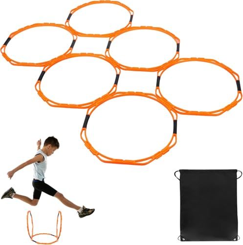 BOOSTEADY Oct Agility Rings, Speed Rings, Youth Agility Footwork Training and Speed Hurdles Ladder, Fitness Equipment Sport Workout for Home Gym, 6 Firm Rings Set