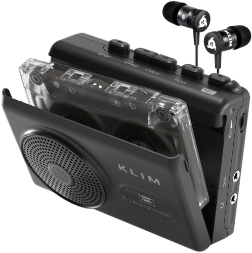 KLIM K9 Kassettenspieler – Tragbarer Cassette Player & Kassettenrecorder mit Lautsprecher, Mikrofon & Kopfhöreranschluss, Batteriebetrieben, Inkl. Kopfhörer