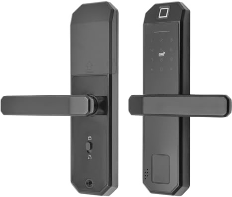Cerradura de puerta con huella dactilar en negro, cerradura electrónica con huella dactilar, cerradura inteligente táctil, con huella dactilar y entrada por teclado, para apartamentos, hoteles
