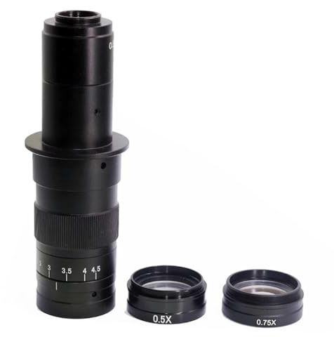 Microscope Accessories Kit Long Work Distance 5X-180X Zoom 25mm C-mount Lens + 0.75X 0.5X Barlow Aux For Industry Soldering Microscope Camera Microscope Slides