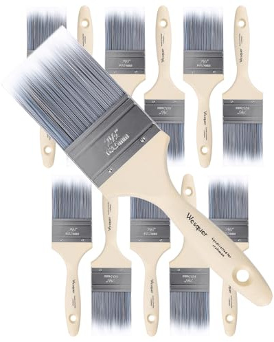 Wesquer 2.5 Inch Flat Paint Brushes 12 Pack Bulk Professional Coverage | High-capacity 2.5 inch flat paint brush bulk set built for maximum paint pickup and fast coverage on wide walls and decks.