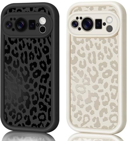 AICISINGN 2 Stück Handyhülle für Google Pixel 10 Pro, Aesthetic Leopard Muster Handyhülle Weiß und Schwarz Matte Schutzhülle Ultra Weich Silikon Dünn TPU Case Stoßfest Kratzfest Bumper Cover, 05