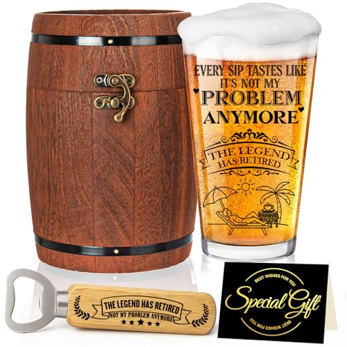 Joybble Retirement Gifts for Men, Valentine's Day Beer Glass - This Legend HAS Officially Retired - Funny Gifts for Men, Beer Glass 470ml, Ideas Retiring Presents for Dad, Husband