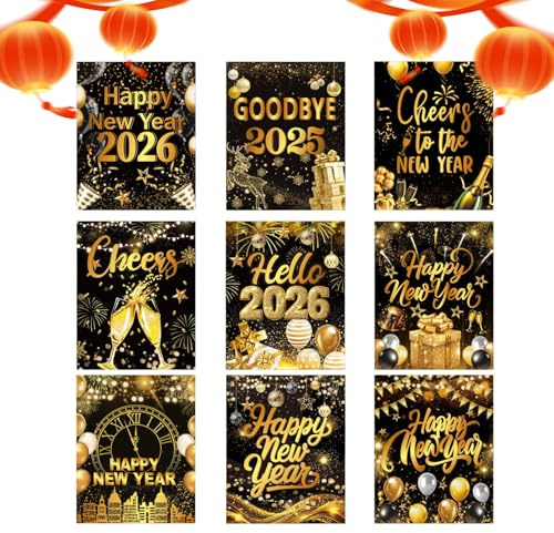 Weinetiketten Aufkleber 2026 Happy New Year Selbstklebende Partydekoration