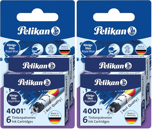 Pelikan Standard-Tintenpatronen 4001 Königsblau, Bunt bedruckt, 12 Stück (Packung mit 2)