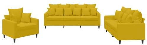 XHNIFBN Samt Sofa Garnitur 3-teilig Gelb 78x77x80 cm, kleines Wohnzimmer Couchset mit Sessel 2er 3er Sofas, Bequeme Schlafsofa Alternative für Living Room Bedroom