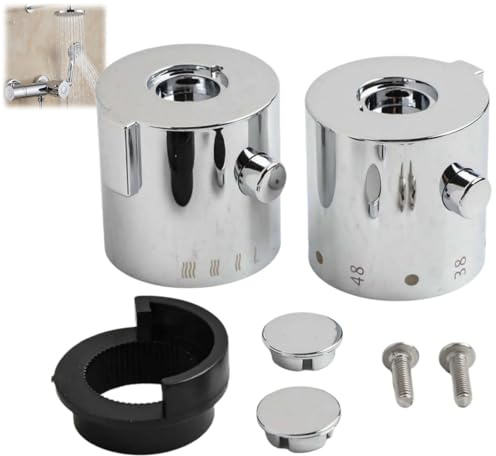 Wtirey Thermostatic Control Handles for Bath Shower Mixer Taps,Temperature Control Knob Set Replacement,Includes 7.5mm Quick Open & 9mm Thermostatic Cartridge Handles,Chrome Shower Valve Handle Kit