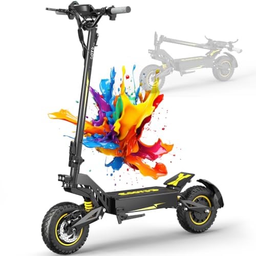 T10 Monopattino Elettrico Adulto, 11 Pollici Scooter Elettrico Pieghevole con Grande Batteria Autonomia fino 60KM, Display HD, Doppio Freno a Disco e Ammortizzatori, Pneumatico Semi Off Road Tubeless