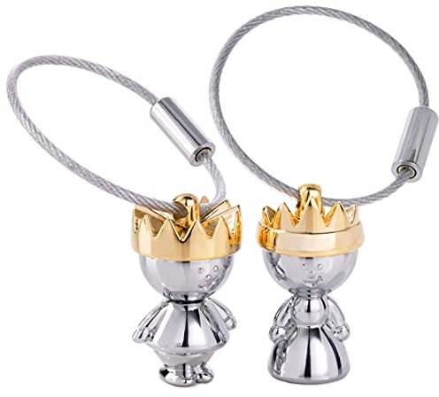 TROIKA Schlüsselanhänger Set LITTLE KING & LITTLE QUEEN - KR9-38/CH - Set König & Königin - in farbiger Verpackung - glänzend, mit goldener Krone - das Original von TROIKA