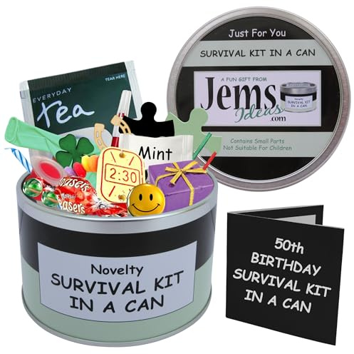 50 Geburtstag Survival Kit In A Can Geschenk - Neuheit Lustige Alles Gute zum 50. Geburtstag Geschenke für Männer oder Frauen - Humorvolles Andenken & lustiges Geschenk für Freunde, Familie oder