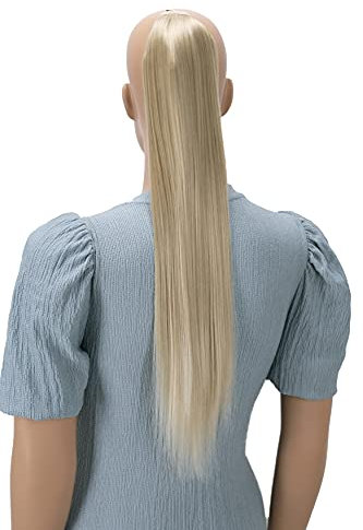 CAISHA 60cm Zopf mit 2 Bändern Pferdeschwanz Langhaar Extensions Haarverlängerung Haarteil Glatt Hellblond Mix HC5
