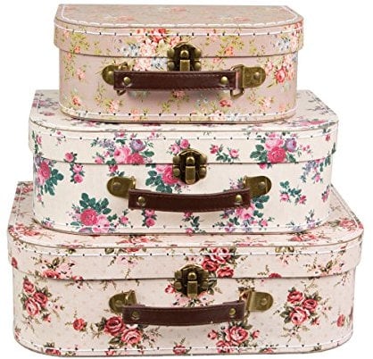 Sass & Belle Vintage Rose Suitcases - Set of 3