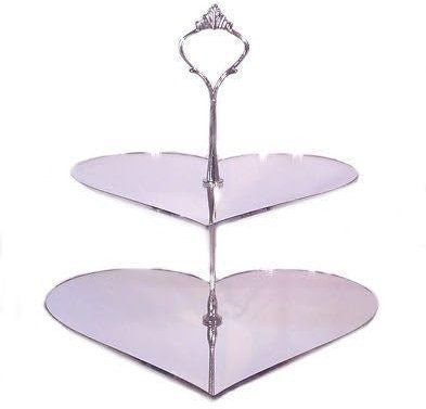Etagere in Herzform, 2 Etagen, Verspiegelt, Large