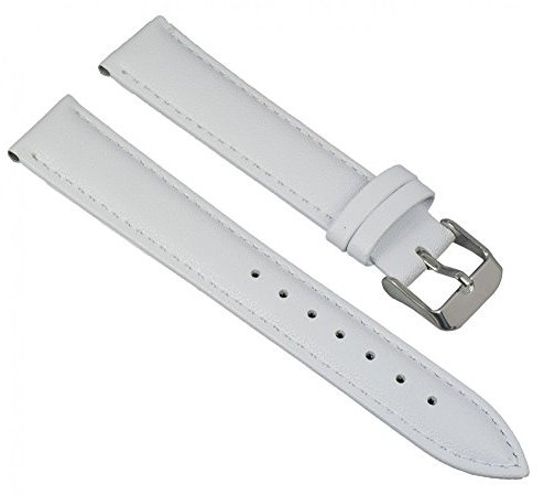 Minott Uhrenarmband Uhrenband weiß Leder mit weißer Naht 28700, Stegbreite:20mm, Schließe:Silbern
