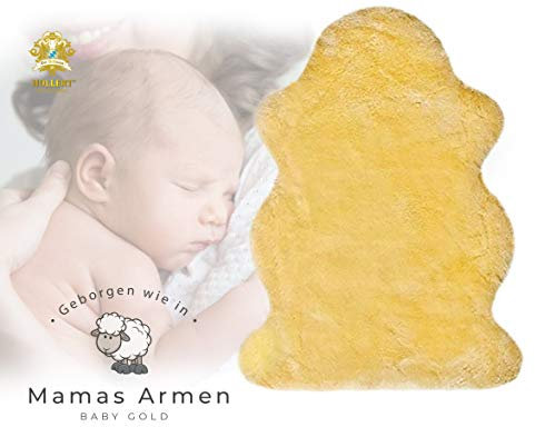 Lammfell geschoren 90-100 cm echtes Merino Lammfell Krabbelunterlage Buggy Kinderwagen Babybett superweich schadstoffarm chromfrei Babyfell Schaffell Premium Qualität Naturform waschbar